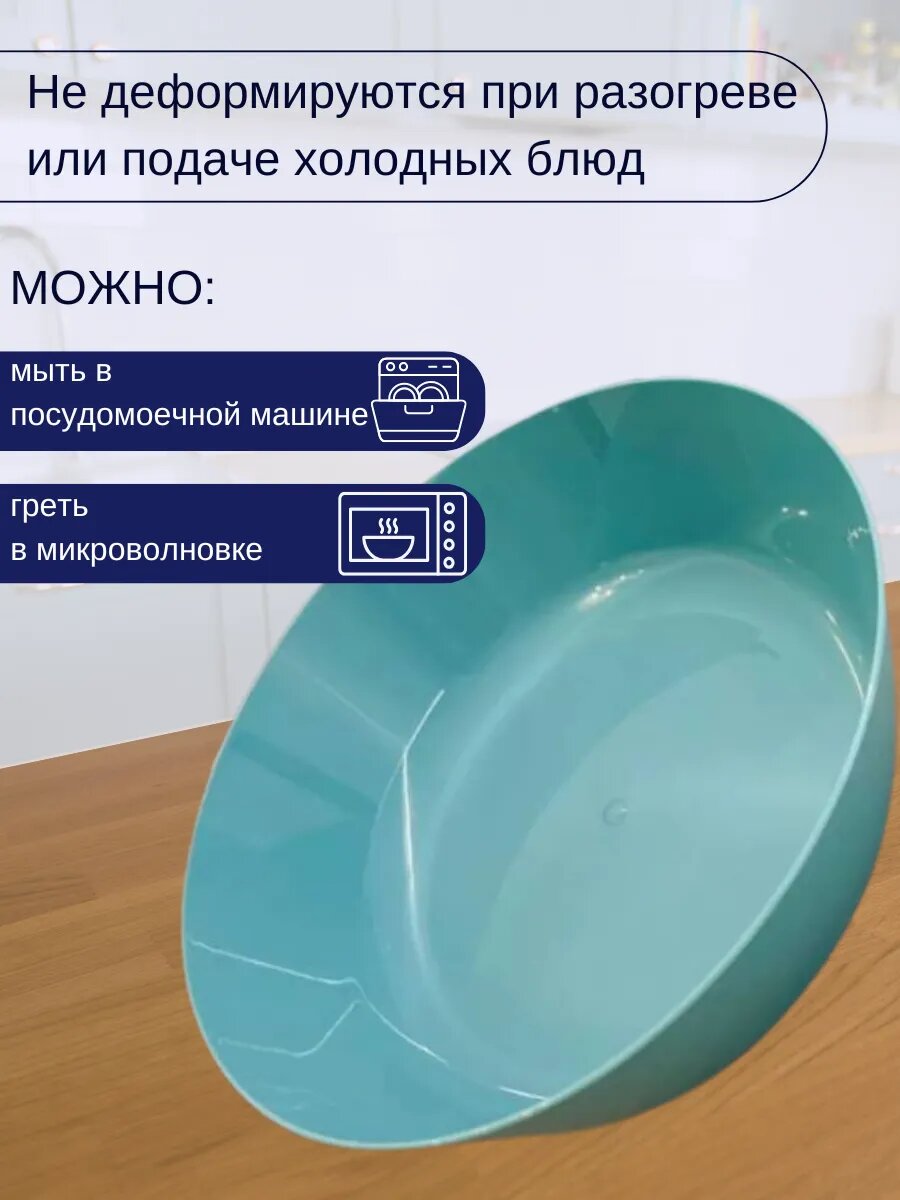 Тарелки набор пластиковые суповые диаметр 17 см 5 шт — фото 1