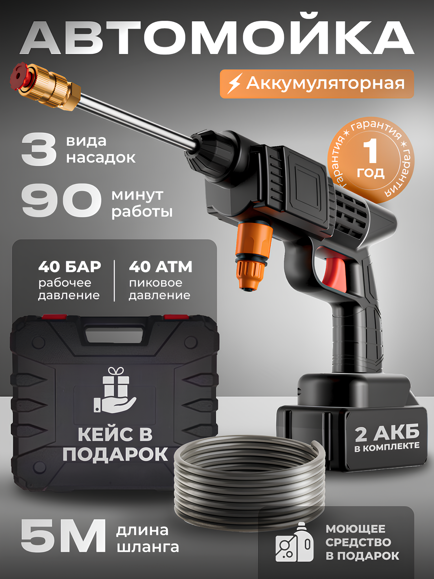 Мойка высокого давления аккумуляторная автомобильная автомойка ручная мини мойка для автомобиля минимойка портативная