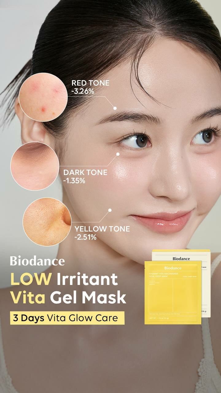 Маска Biodance Radiant Vita Niacinamide Real Deep, для глубокого увлажнения кожи — фото 1
