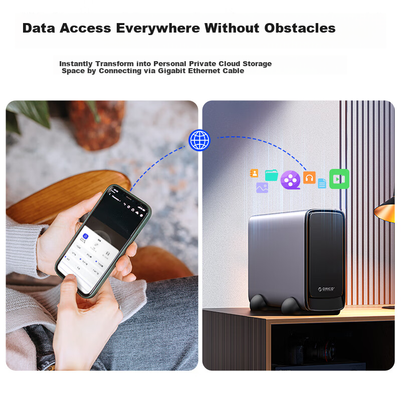 ORICO Private Personal Cloud NAS Network Storage Server Mobile Hard Drive Enclosure Home Family Cloud Drive Entry-level Empty Disk Support Black Myth Wukong CD3520