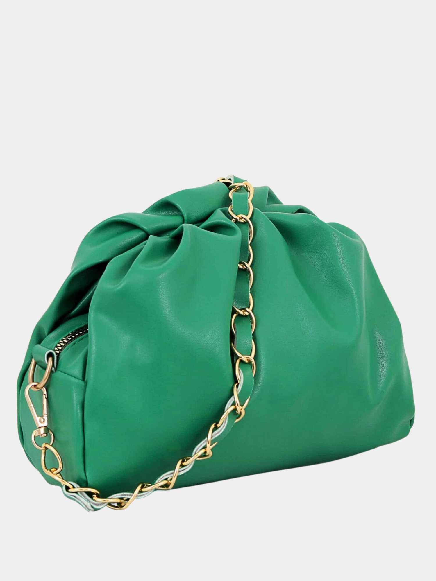 Сумка  Chain Ruched Soft 2025, фактура гладкая, зелёный