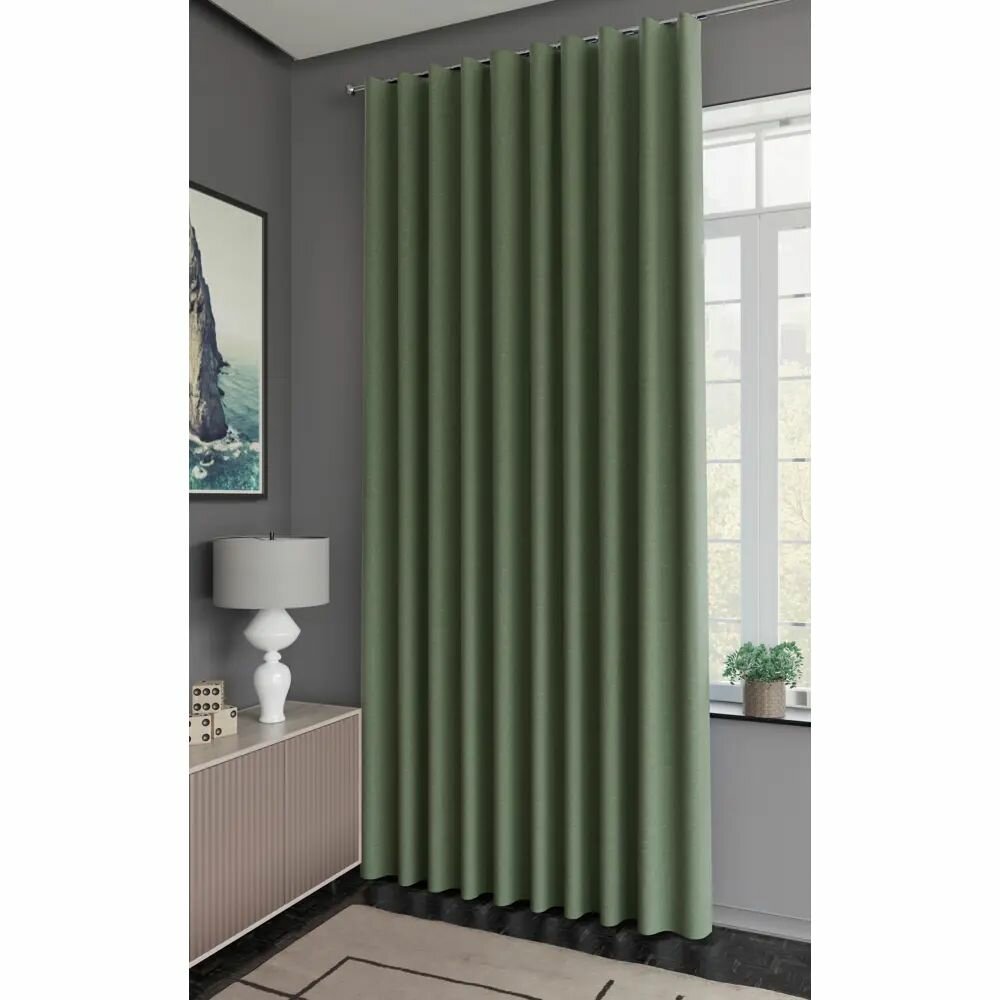 Штора на ленте со скрытыми петлями Looks 200x260 см цвет зеленый