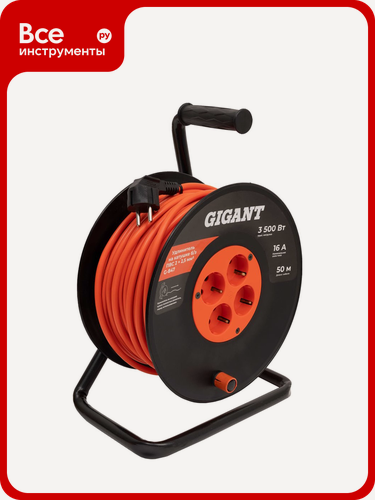 Изображение товара Gigant Удлинитель на катушке б/з ПВС 2x2.5 50м IP20 G-847, с его помощью Вы сможете