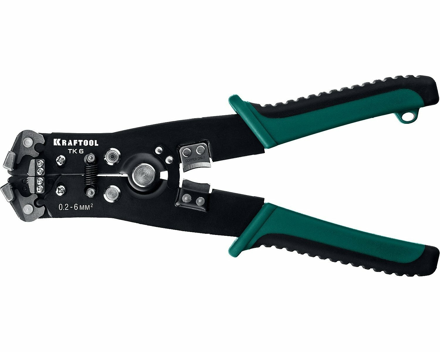 Автоматический стриппер KRAFTOOL 0.2–6 мм² с кусачками для кабеля и обжимом наконечников 0.5–6 мм² автомобильных клемм 7–8 мм длина 205 мм