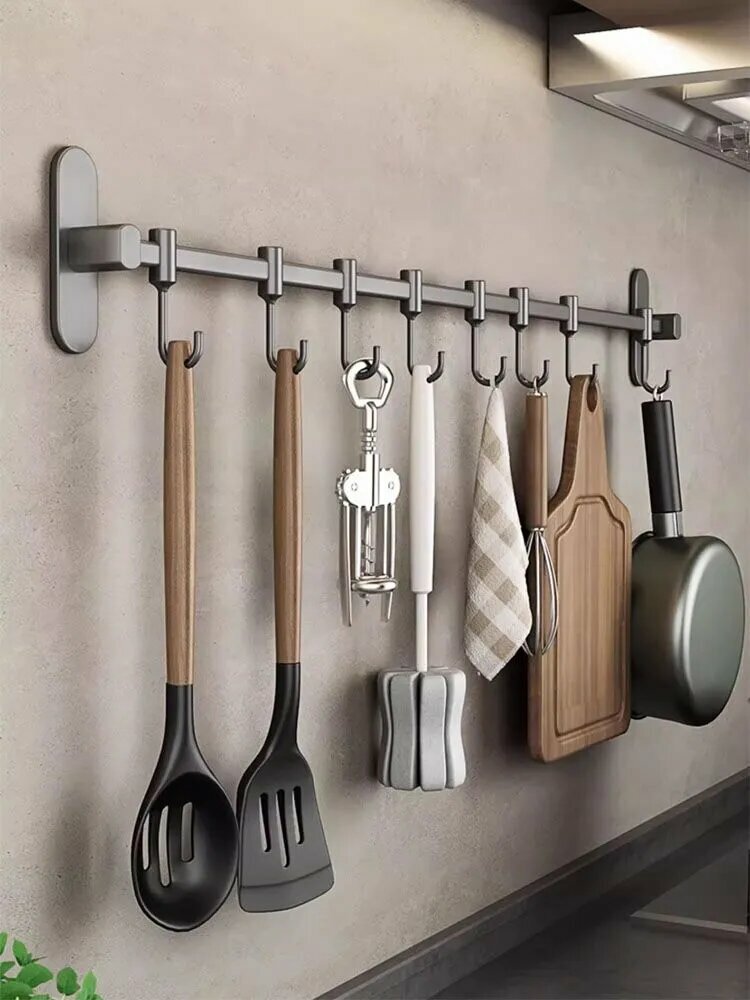 Рейлинг для кухни 60 см х 9 см х 5 см х 1 предм. Показать полностью КомплектацияШест 1 крючок 6 клей 1 пачка гвоздей