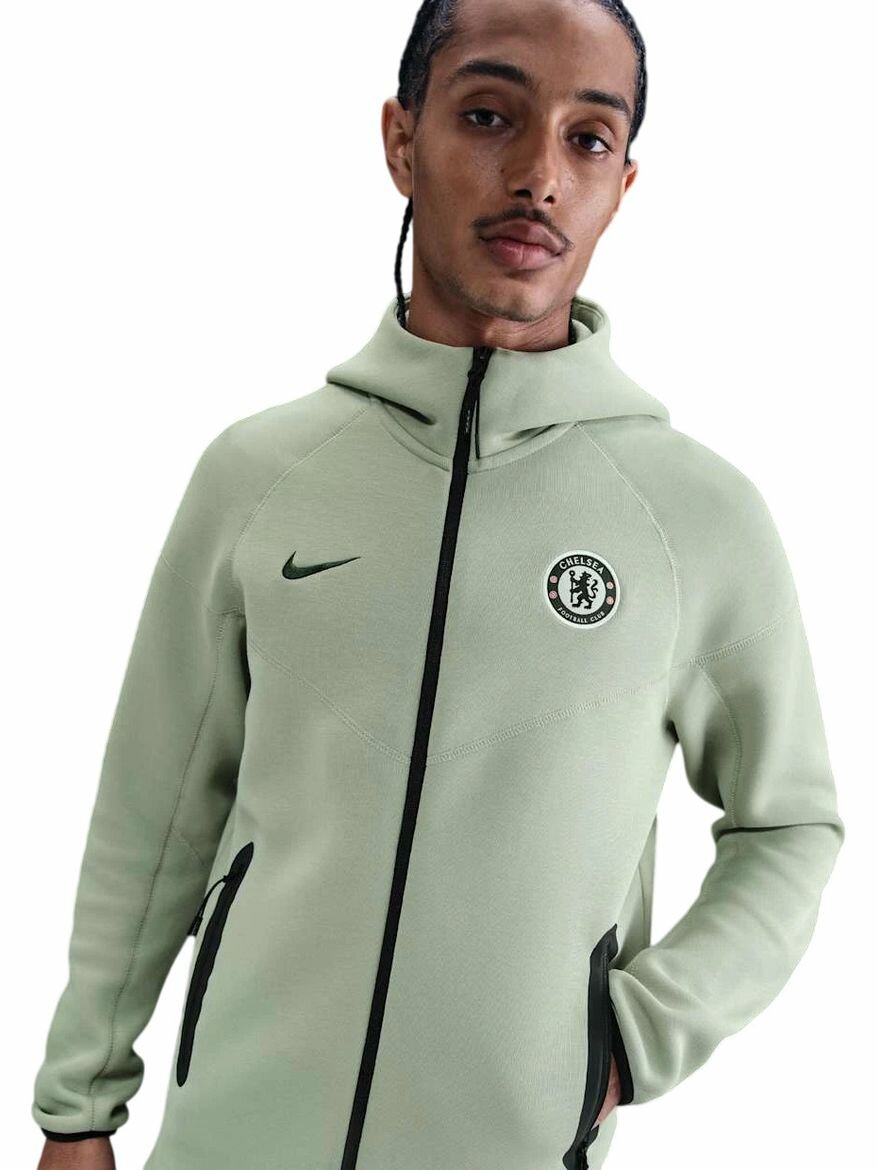 Толстовка спортивная NIKE Chelsea F.C. Tech Windrunner Football Fleece Full-Zip Hoodie размер S  зеленый