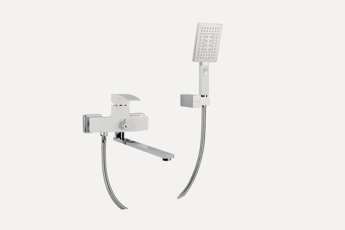 Изображение товара Душевой гарнитур Gappo G2207-7, латунь, белый/хром, для ванны, с душем