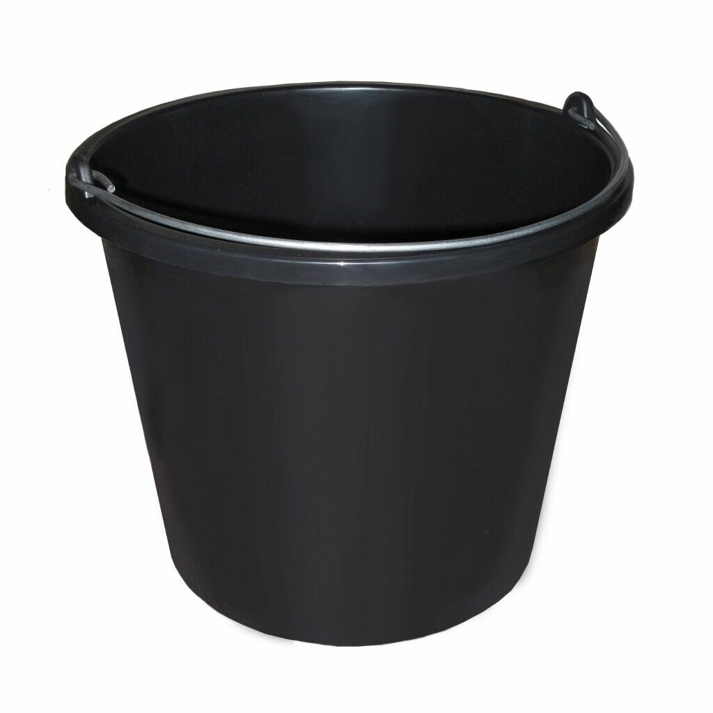 Ведро строительное Милих пластиковое, 20 л, черное, железная ручка