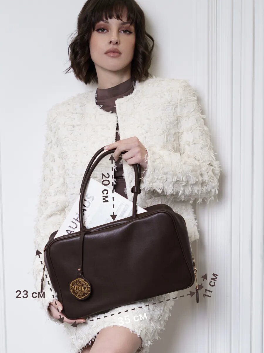 Сумка бочонок Paprika Bag Italy, фактура гладкая, коричневый — фото 1