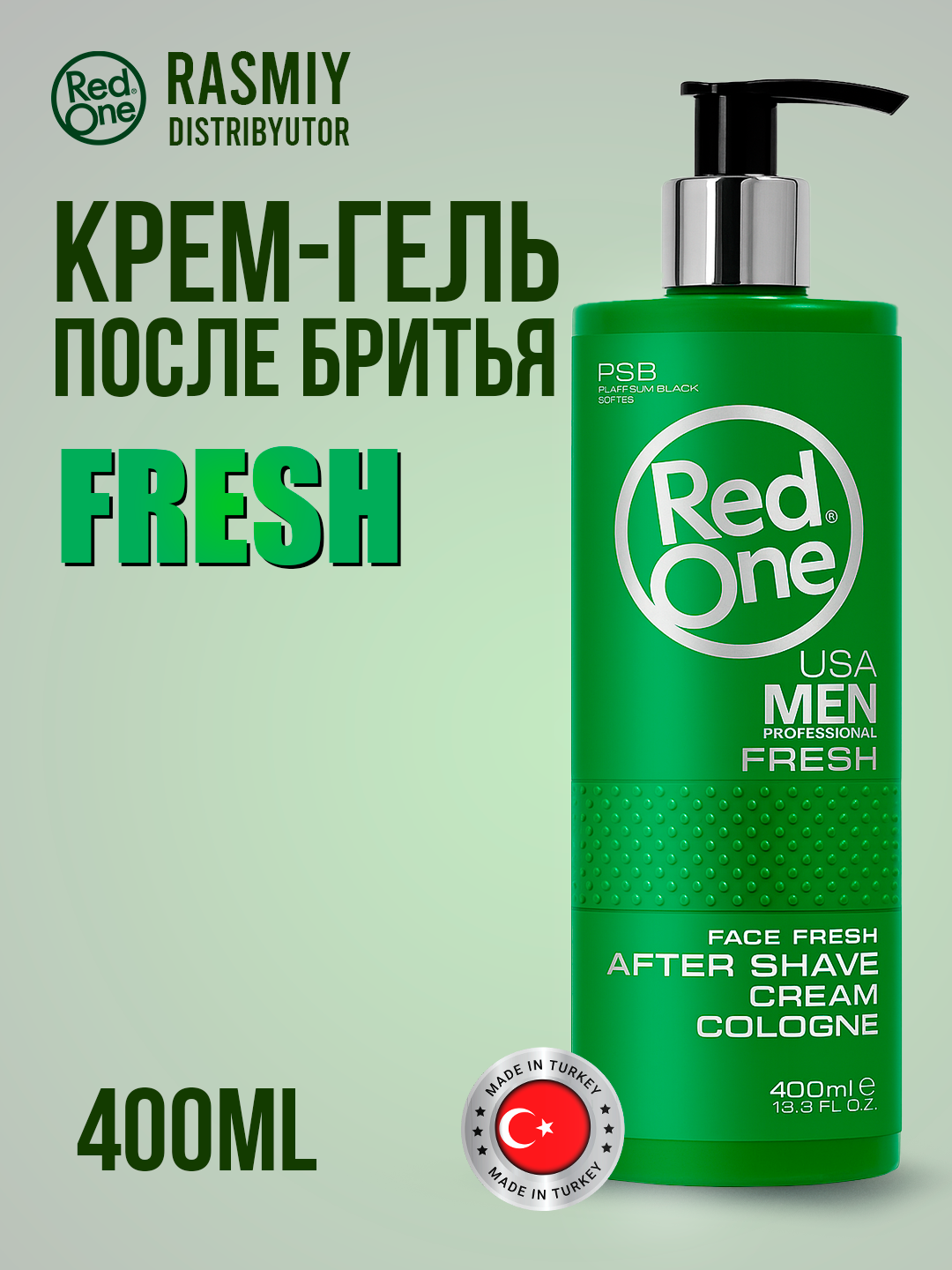 RedOne Face Fresh After Shave Cream Cologne FRESH, крем-колонь после бритья, green, 400 мл.