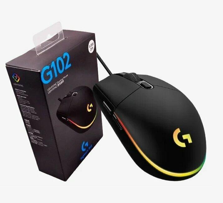 Мышь Logitech G102, RGB-подсветка, игровая , проводное подключение, 8000 DPI