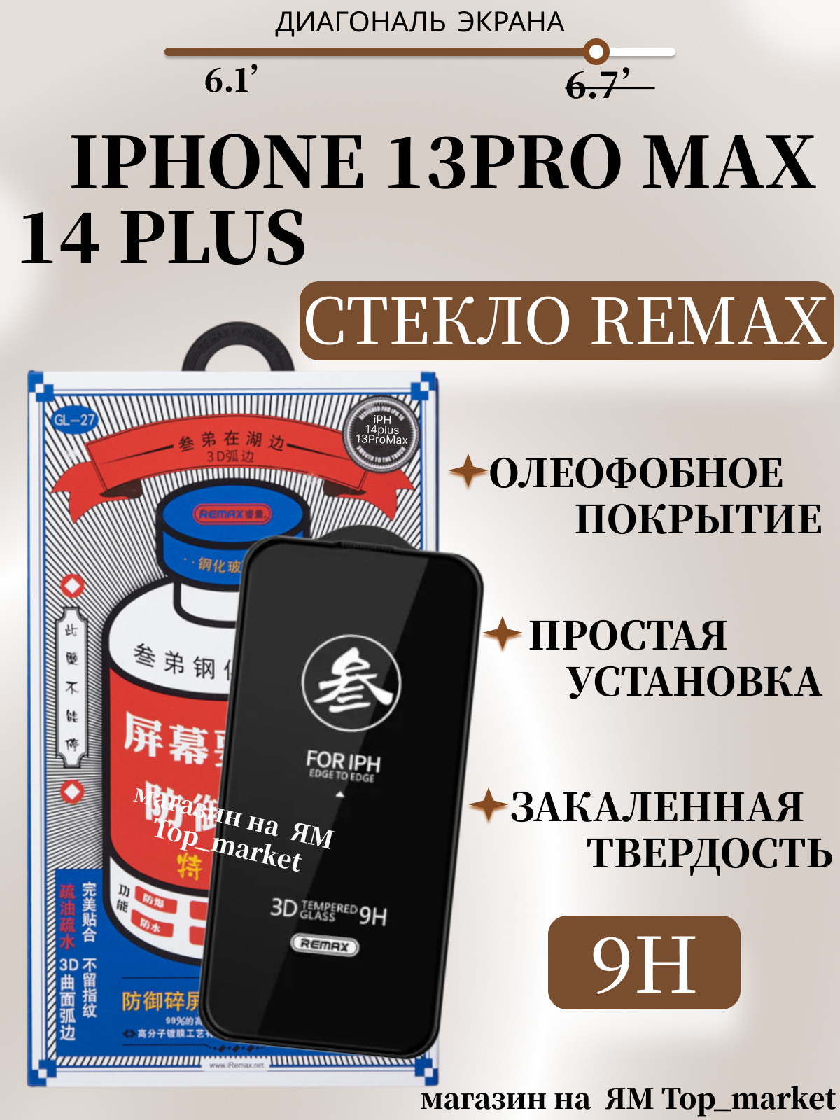 Защитное стекло для Apple iPhone 13 PRO MAX/ 14 PLUS противоударное стекло для айфон 13 про макс/ 14 плюс