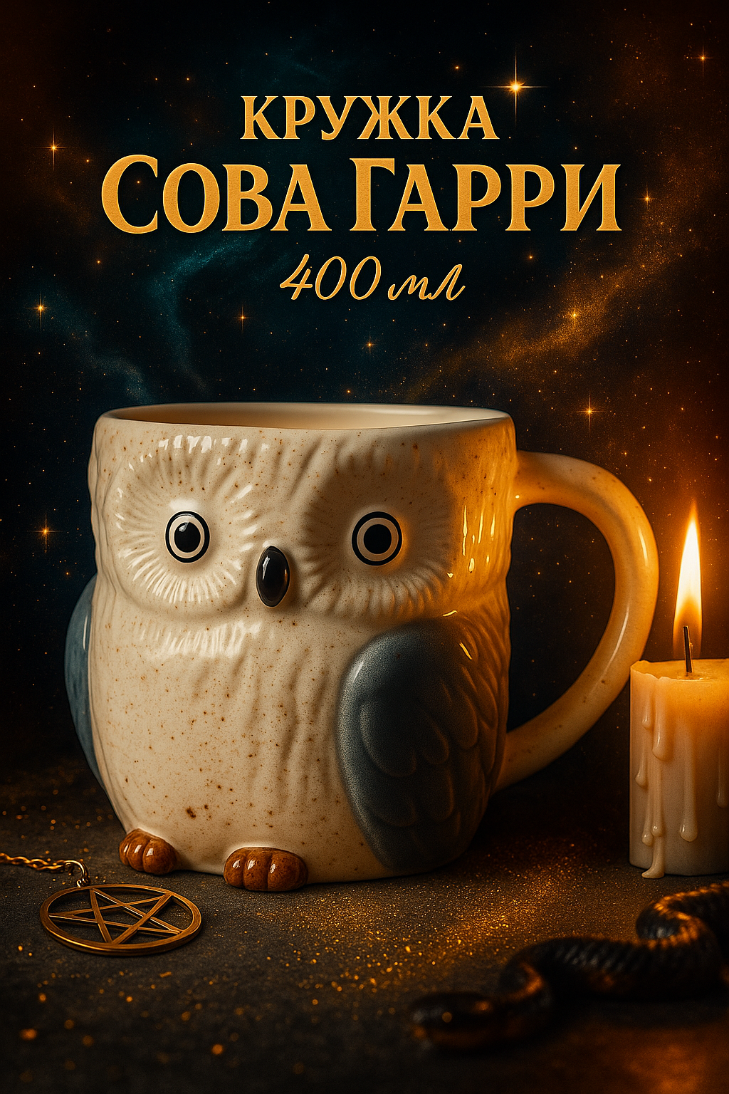 Кружка керамическая «Сова Гарри» 400 мл рисунок микс цвет белый