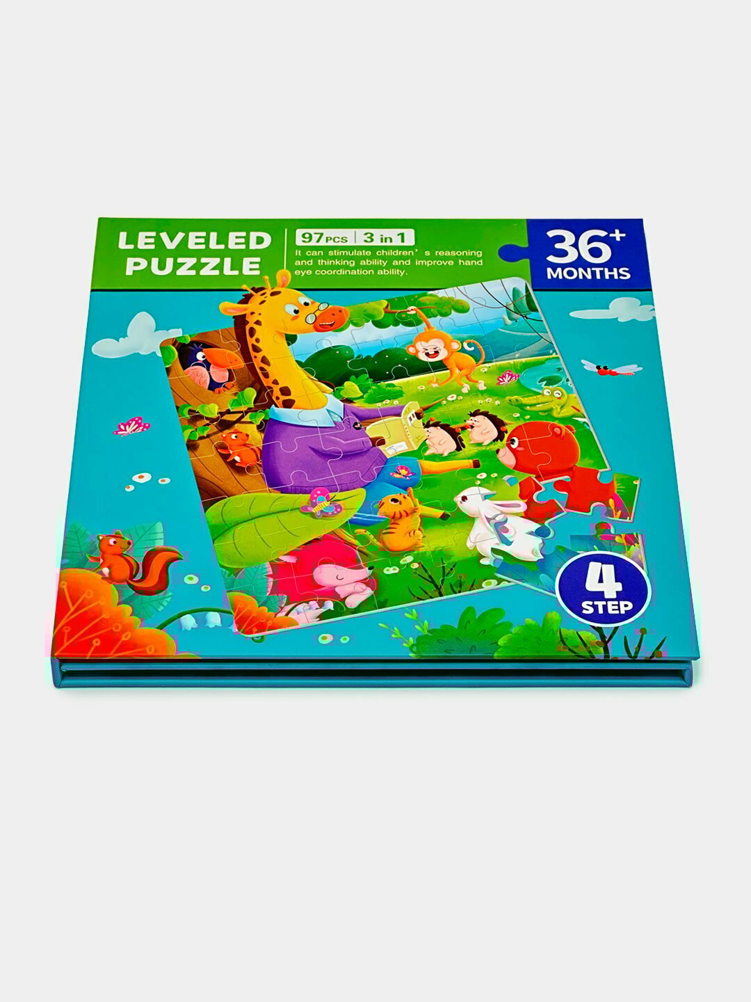 Магнитный пазл-головоломка "3 в 1" для малышей, Животные, пазл-книга , 18х18 см