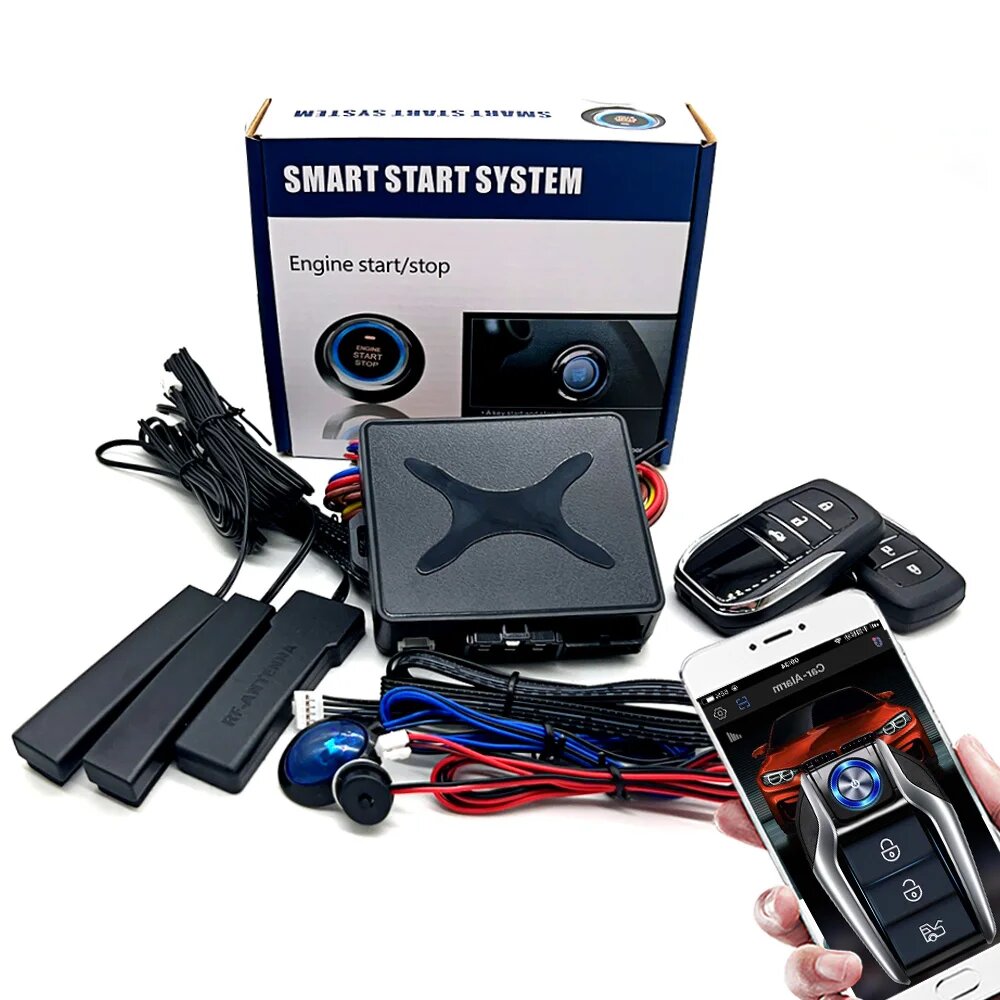 Универсальная Сигнализация на авто через приложение для управления Сигнализация с автопуск Система зажигания вход без ключа комплект дистанционного запуска автомобиля старт стоп кнопку система запуска одной кнопкой TW-A5