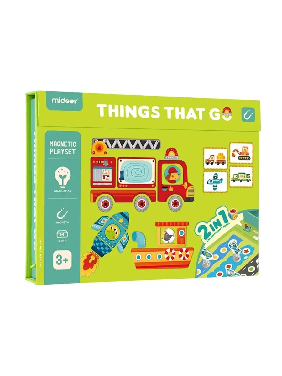 Магнитный пазл Фантазер «Транспорт» – 59 магнитов, 8 карточек, яркая развивающая игра для детей, собирай свои машины!