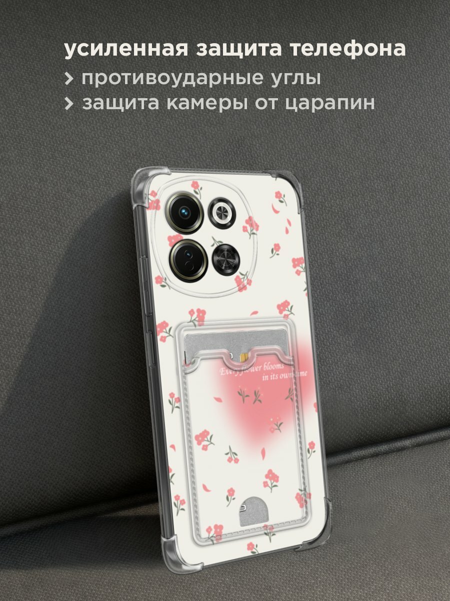 Чехол на Tecno Spark 30 5G (Текно Спарк 30 5G) с картой и принтом "Blooms in time pink" — фото 1