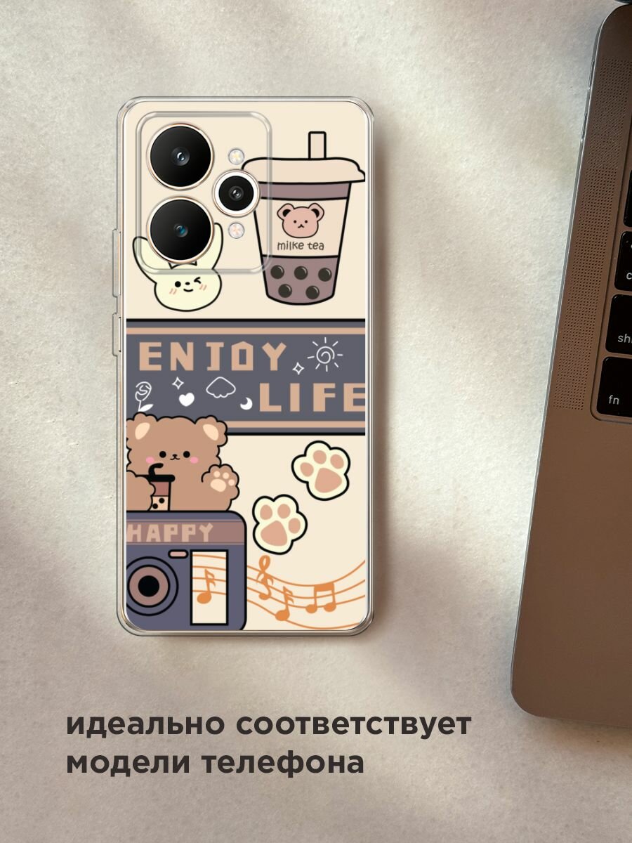 Силиконовый чехол на Realme 15 / Реалми 15 с принтом "Enjoy life 1" — фото 1