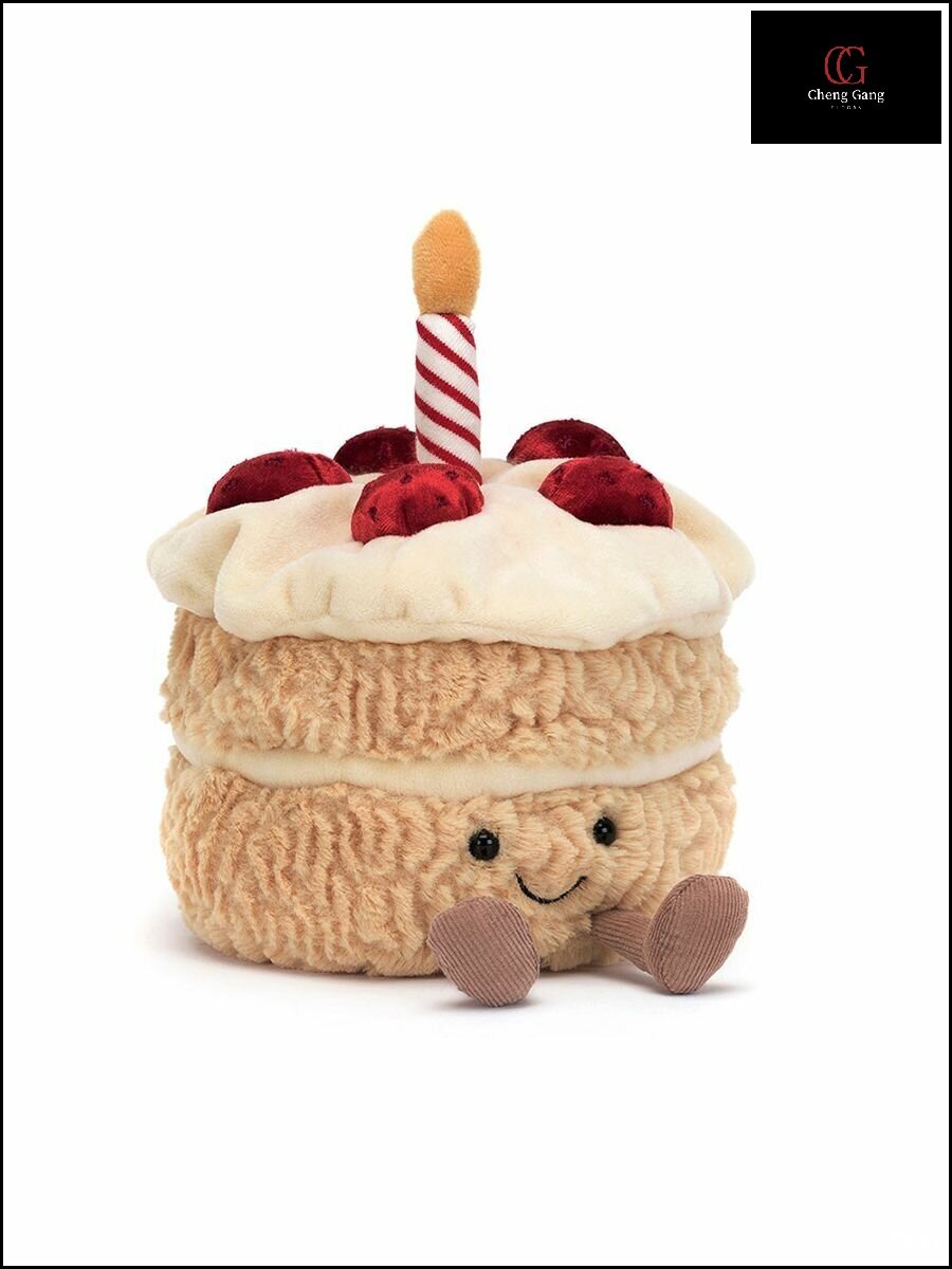 Плюшевая игрушка Jellycat Amuseables Birthday Cake, интерактивный торт 16 см, мягкий бархат для детей и взрослых