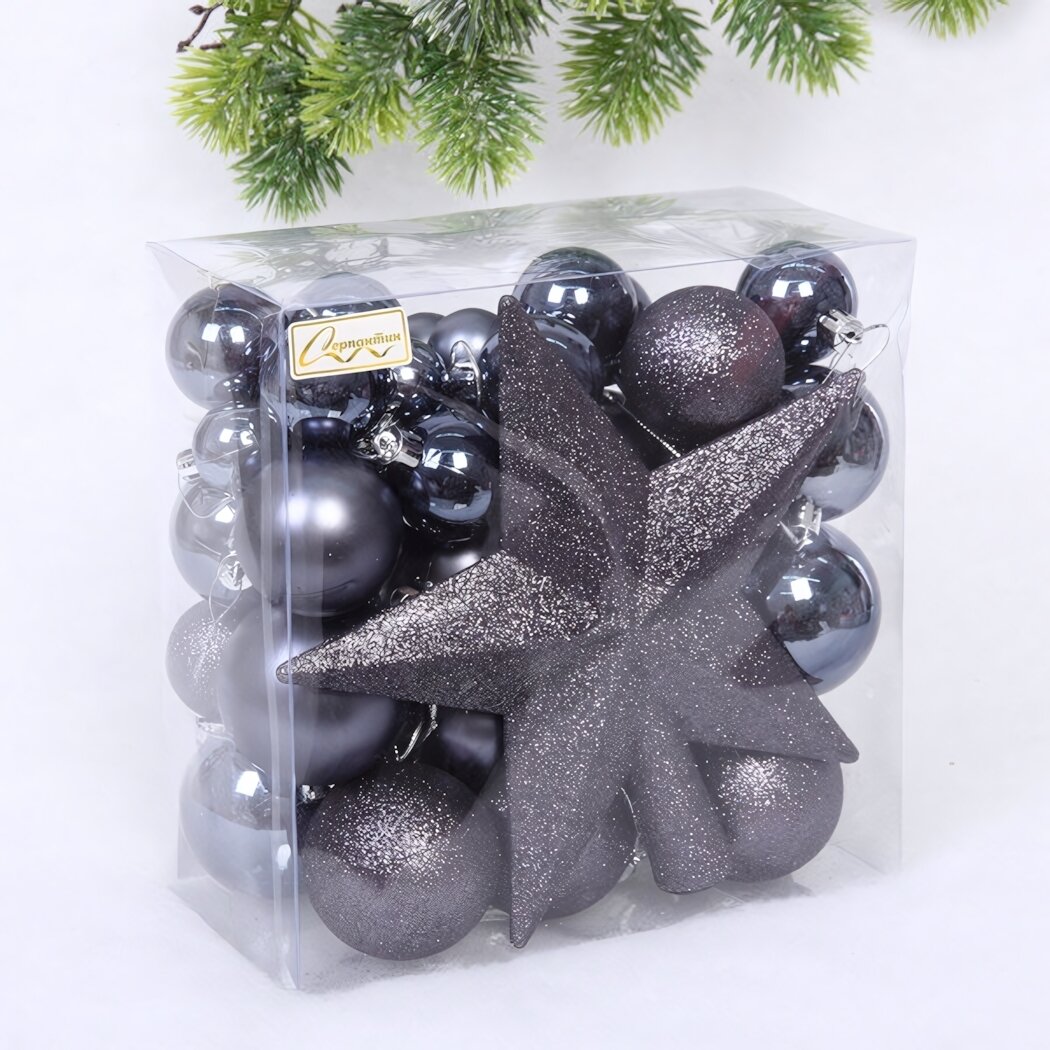 Набор ёлочных украшений «Brilliant fairy tale» 52 предмета, Графит, пластик, для елки и декорирования