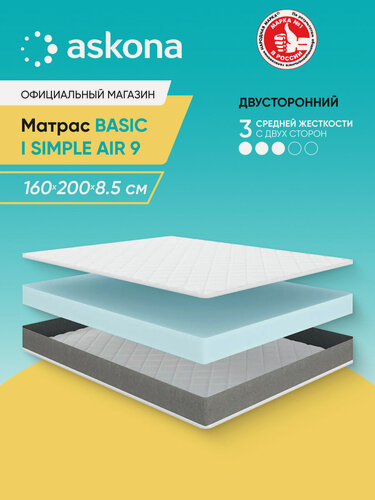 Изображение товара Матрас анатомический Askona (Аскона) Basic i Simple Air 9 160х200 см