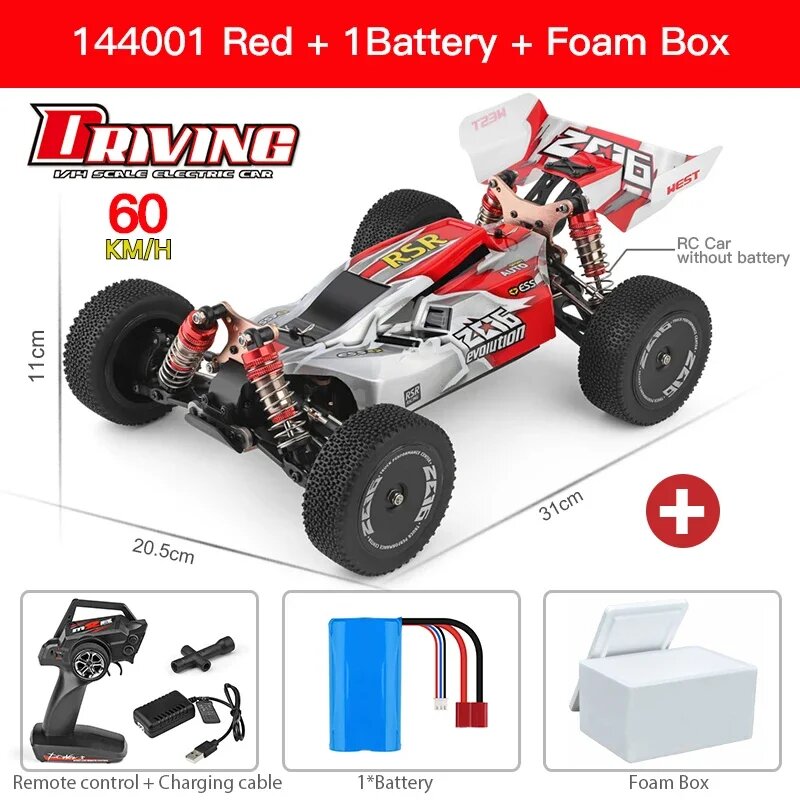 WLtoys 144001 RC машина 1/16, красный, 60 км/ч