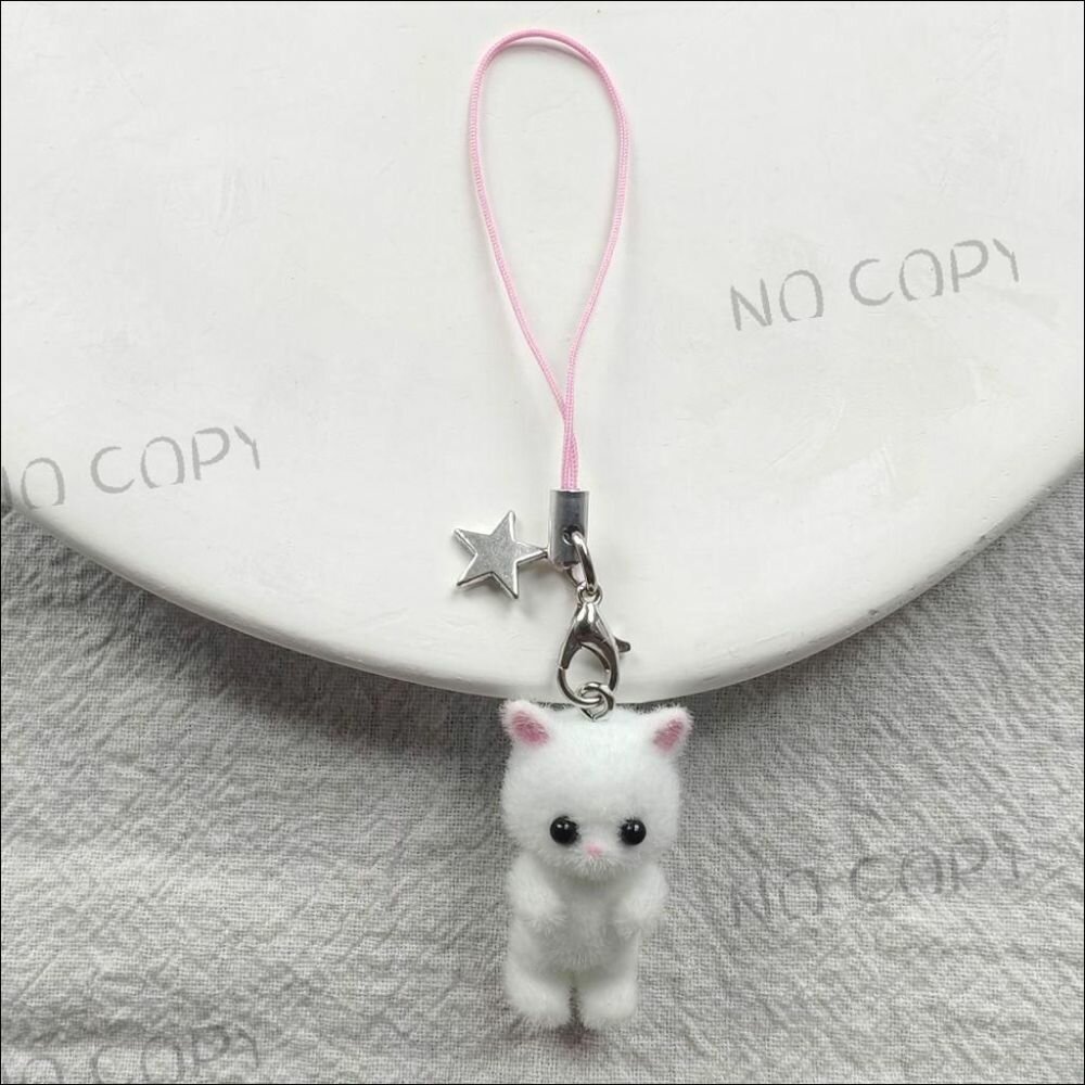 Подвеска на цепочке для мобильного телефона с котом-белый