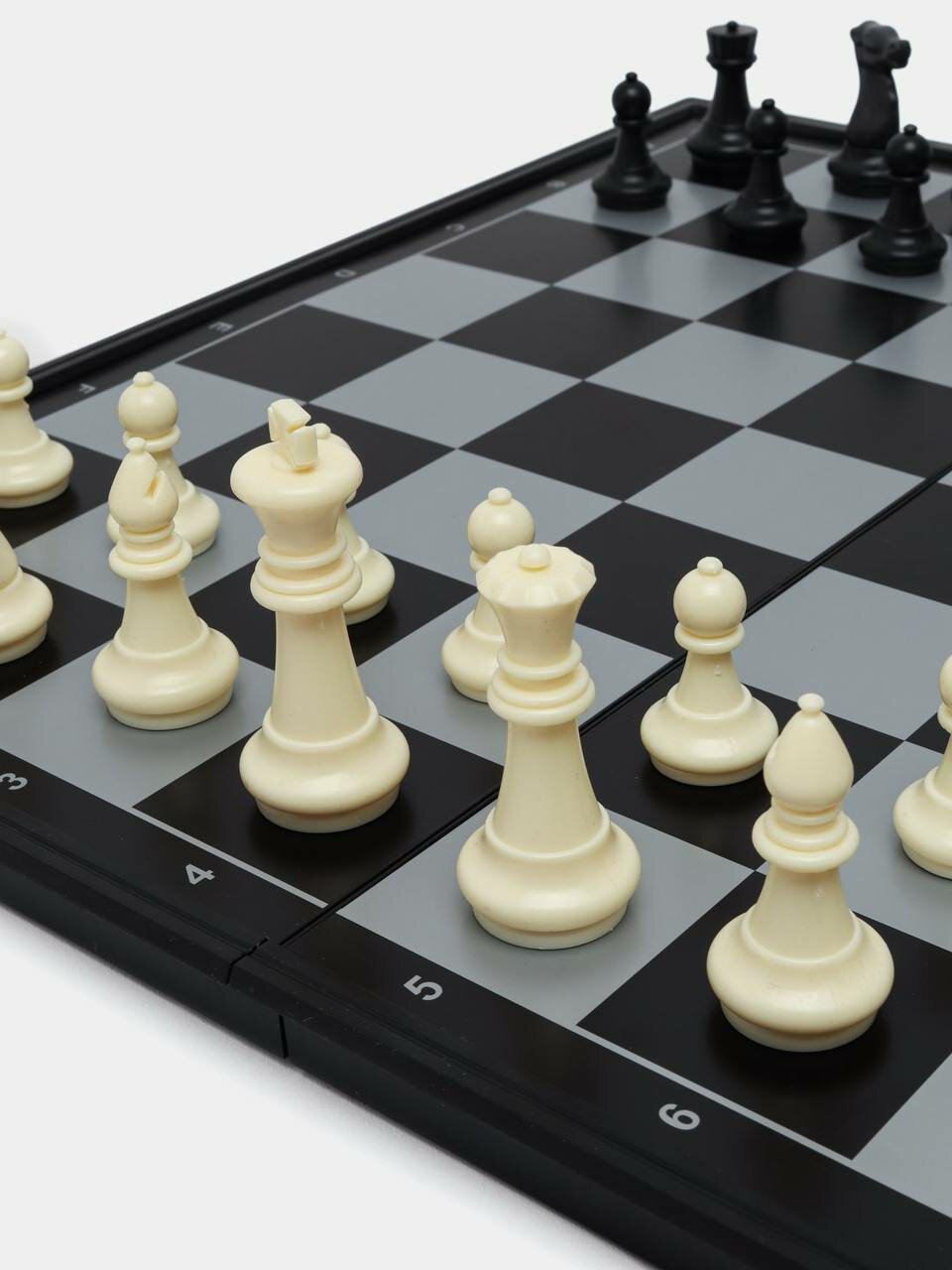 Набор для шахмат и шашек, складной, пластик, 33 см, черный / белый