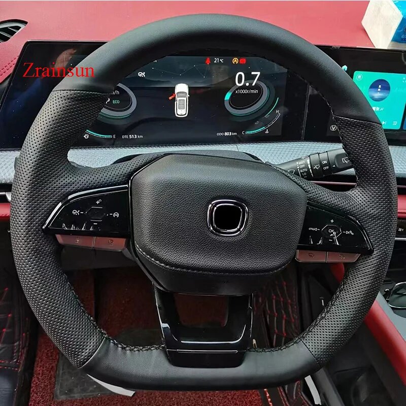 Индивидуальный чехол на руль автомобиля для Changan CS75 PLUS 2022, матовая кожа из углеродного волокна второго поколения, перфорированное ручное шитье