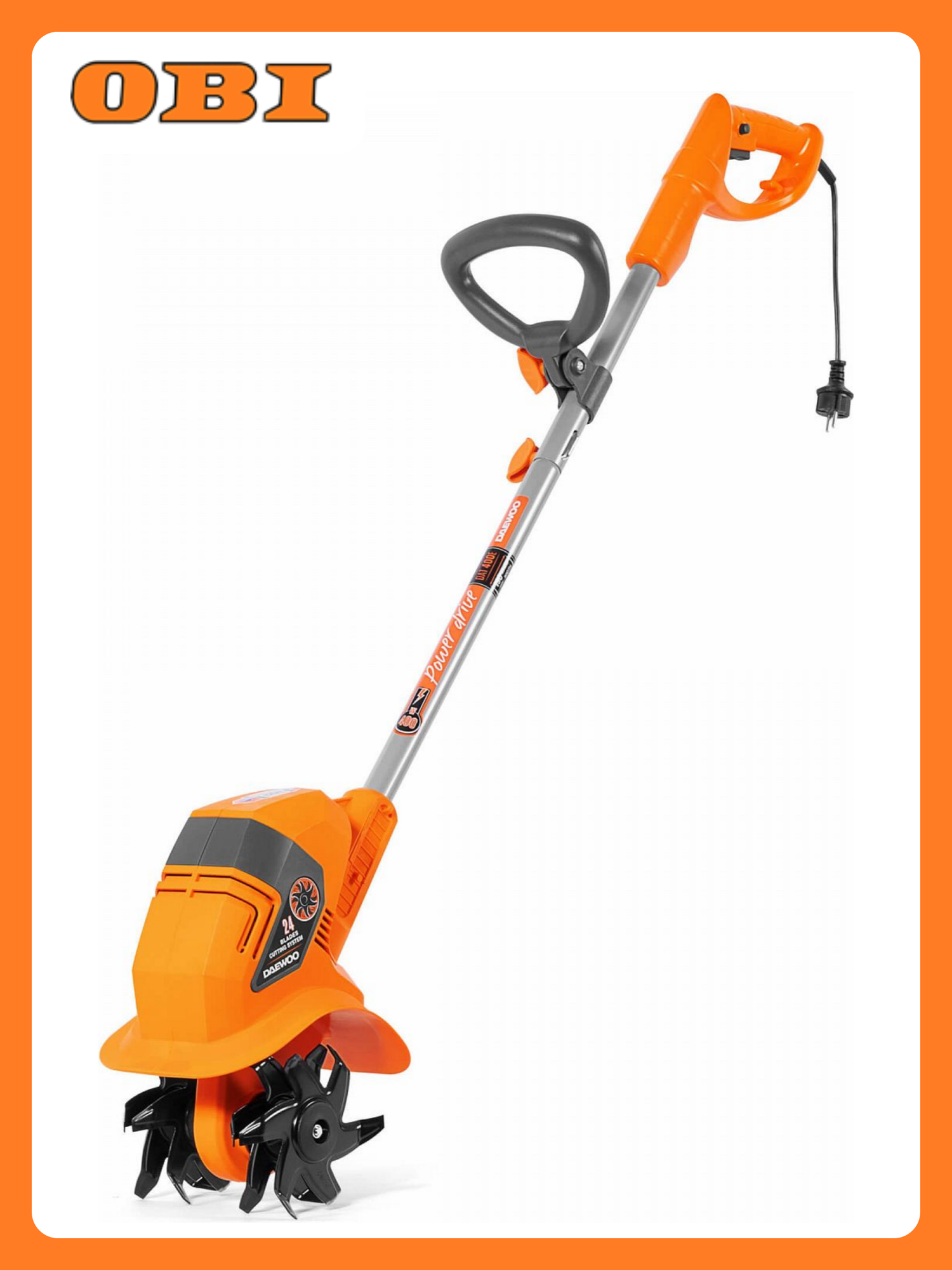 Культиватор DAEWOO Power Products DAT 400E электрический мощность 400Вт ширина 19см 24фрезы