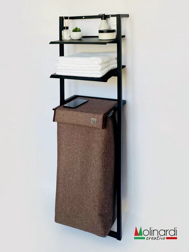 Изображение товара Корзина для белья и стеллажом с полками для хранения узкая К5А-КЧ