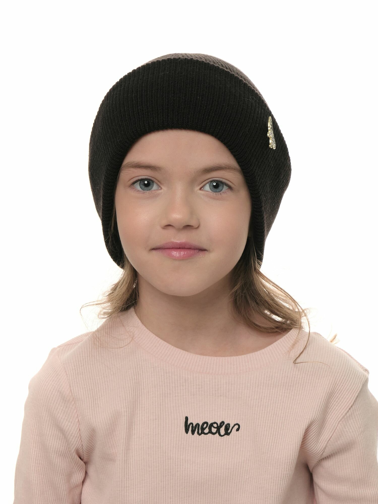 Шапка-бини Андерсен Весна-лето 2024 для девочек, размер 54-56, черный — фото 1