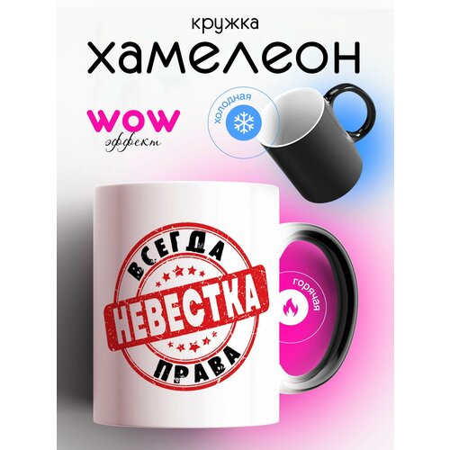 фото Кружка хамелеон для чая и кофе подарок с приколом, принтом и надписью "невестка всегда права" dariart