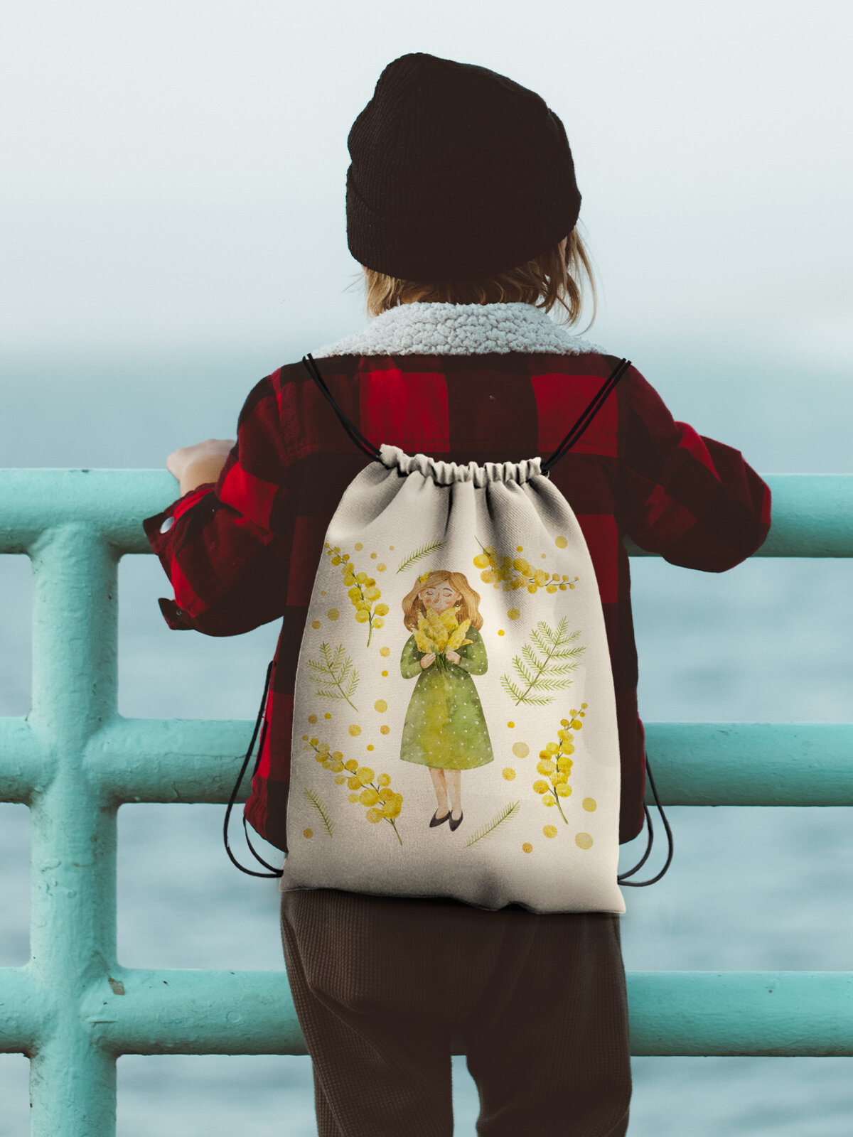 Сумка для сменной обуви Gerasim "Весенний букет", эко-ткань хлопок/полиэфир, 38х29х6 см