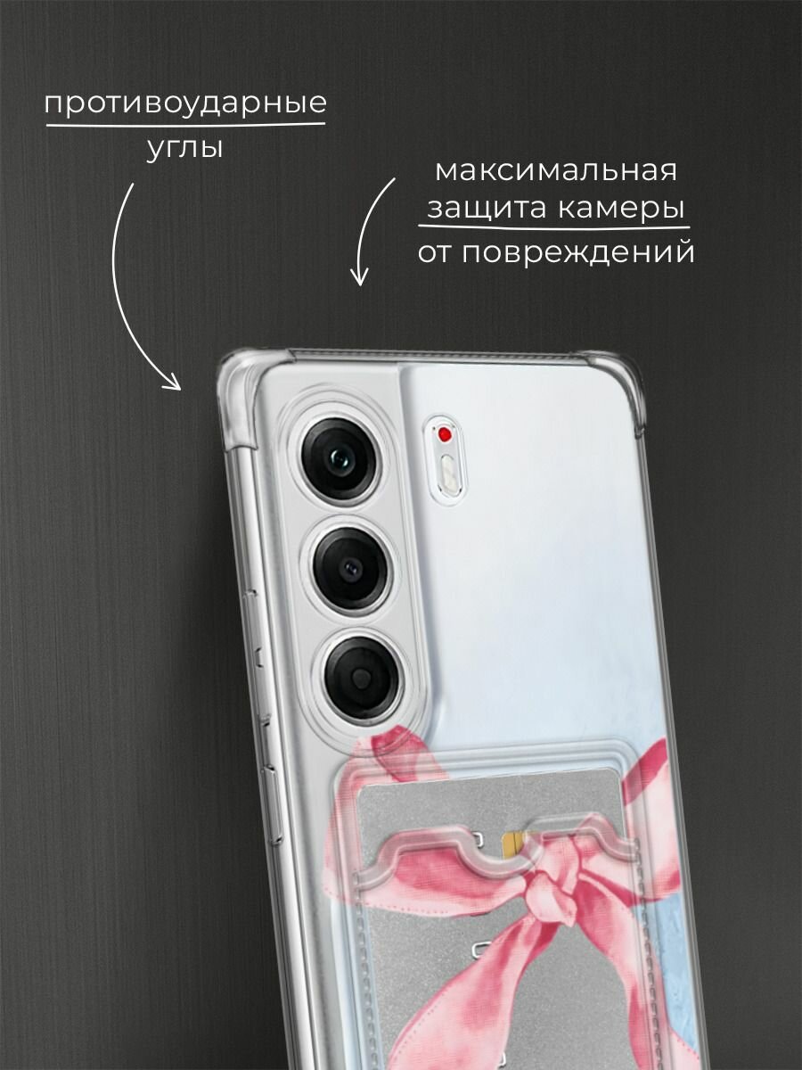 Чехол на Tecno Camon 40 Pro (Текно Камон 40 Про) с картой и принтом Акварельный бант — фото 1