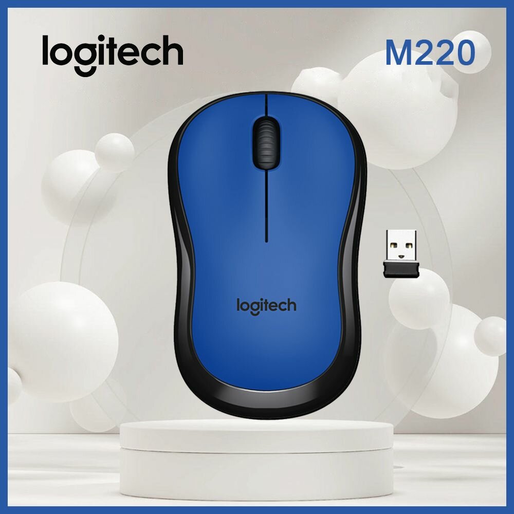 Logitech Мышь беспроводная Logitech M220 Silent, Синий