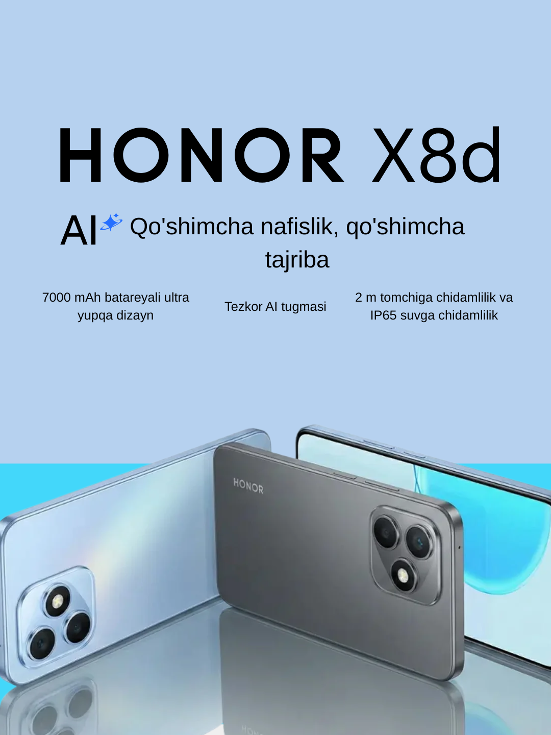Смартфон HONOR X8D, 8GB/256GB, AMOLED 120Hz, NFC, IP65 , Серебро