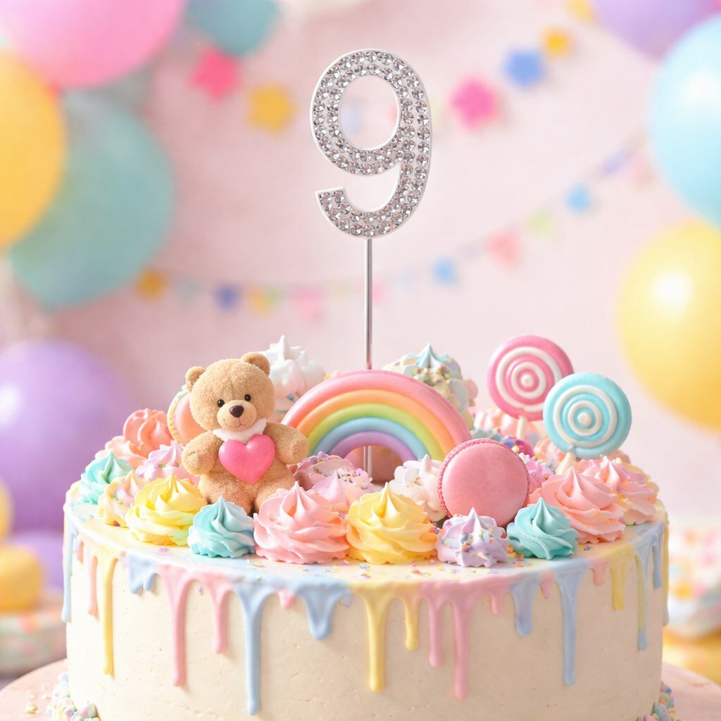 Топпер 9 металлический серебряный со стразами