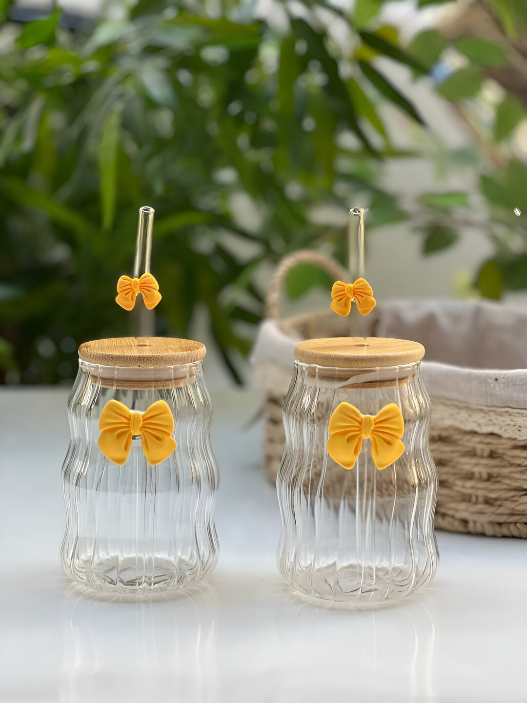 “Стакан с трубочкой, с разноцветными бабочками, Butterfly, 330 мл / 500 мл”