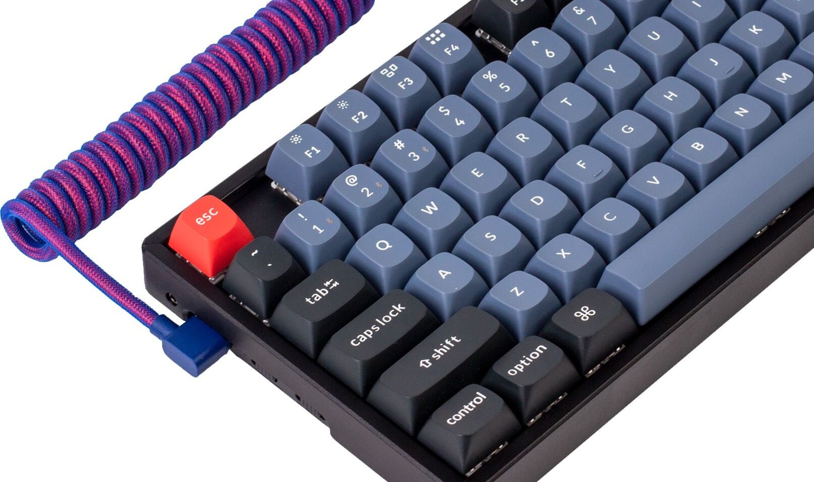 Кабель Keychron Premium Coiled Aviator Type-A/Type-C, угловой, розовый — фото 1