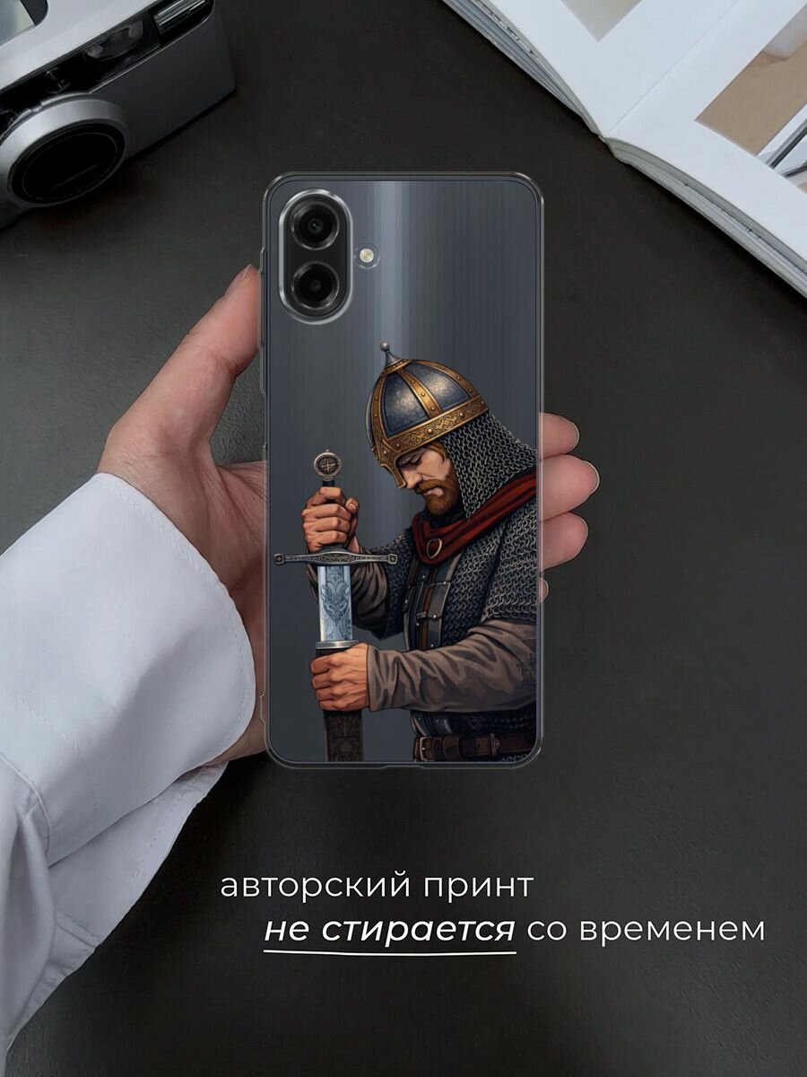 Чехол на Samsung Galaxy A07 / Самсунг А07 с принтом Витязь с мечом, прозрачный — фото 1