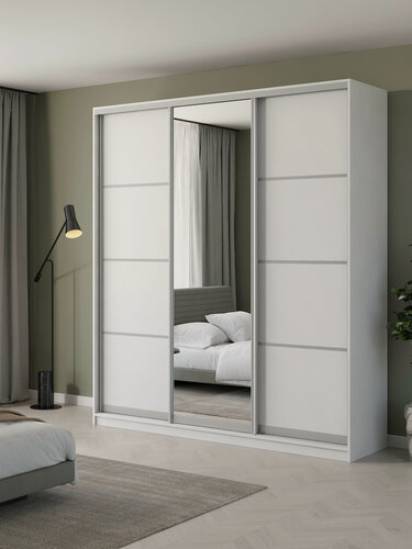 Изображение товара Шкаф купе Матэрна белый + зеркало 210х65х240 см