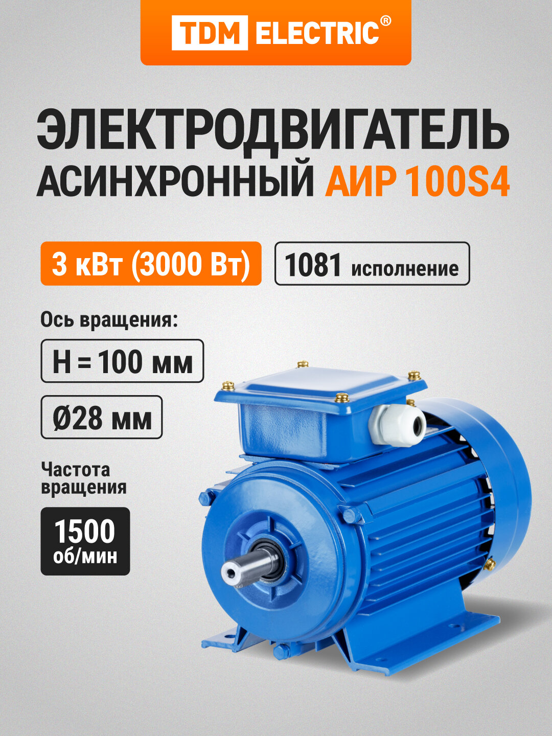 Эл. Двиг. АИР 100S4 3 кВт 1500 об/мин 1081 TDM