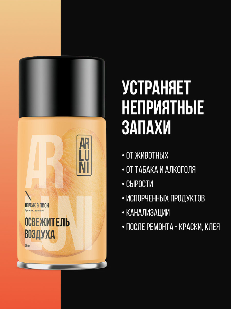 Изображение Освежитель воздуха Arluni персик, пион, сменный аэрозольный баллон, 250 мл