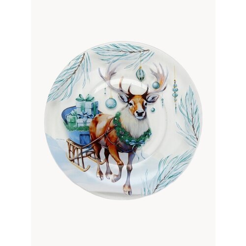 Тарелка стеклянная Новый год 196 см новогодняя на подарок 669₽