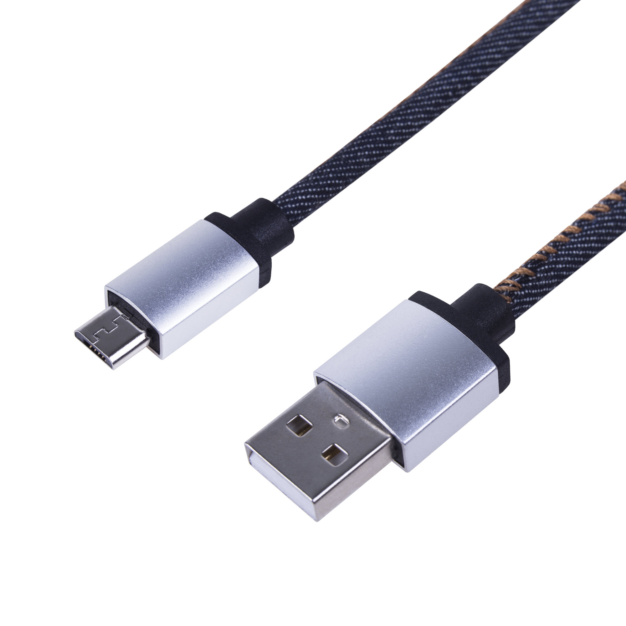 USB кабель microUSB (в джинсовой оплетке) 1 м цвет: Синий REXANT