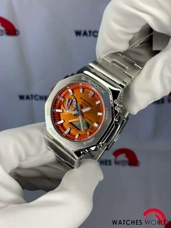 Наручные часы CASIO, серебряный, оранжевый — фото 1