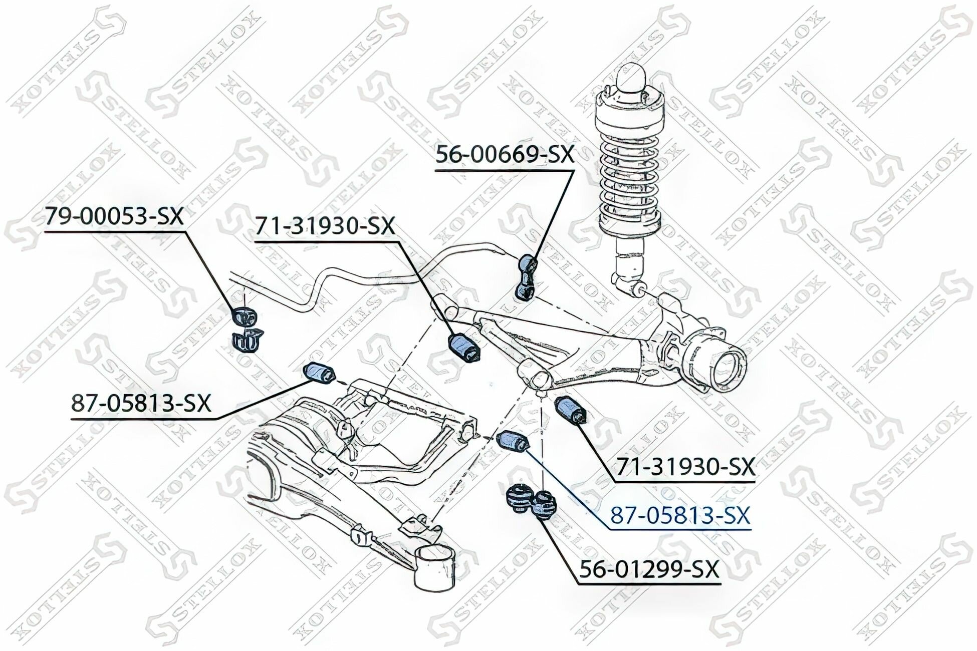 Сайлентблок задней балки для БМВ 5, 7 87-05813-SX STELLOX