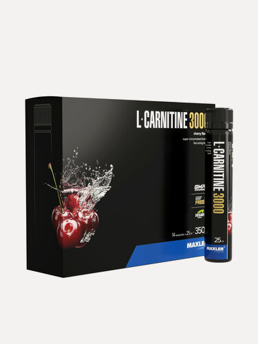 Изображение товара Л-карнитин жидкий Maxler, 3000 мг на порцию, 14 туб по 25 мл - Вишня