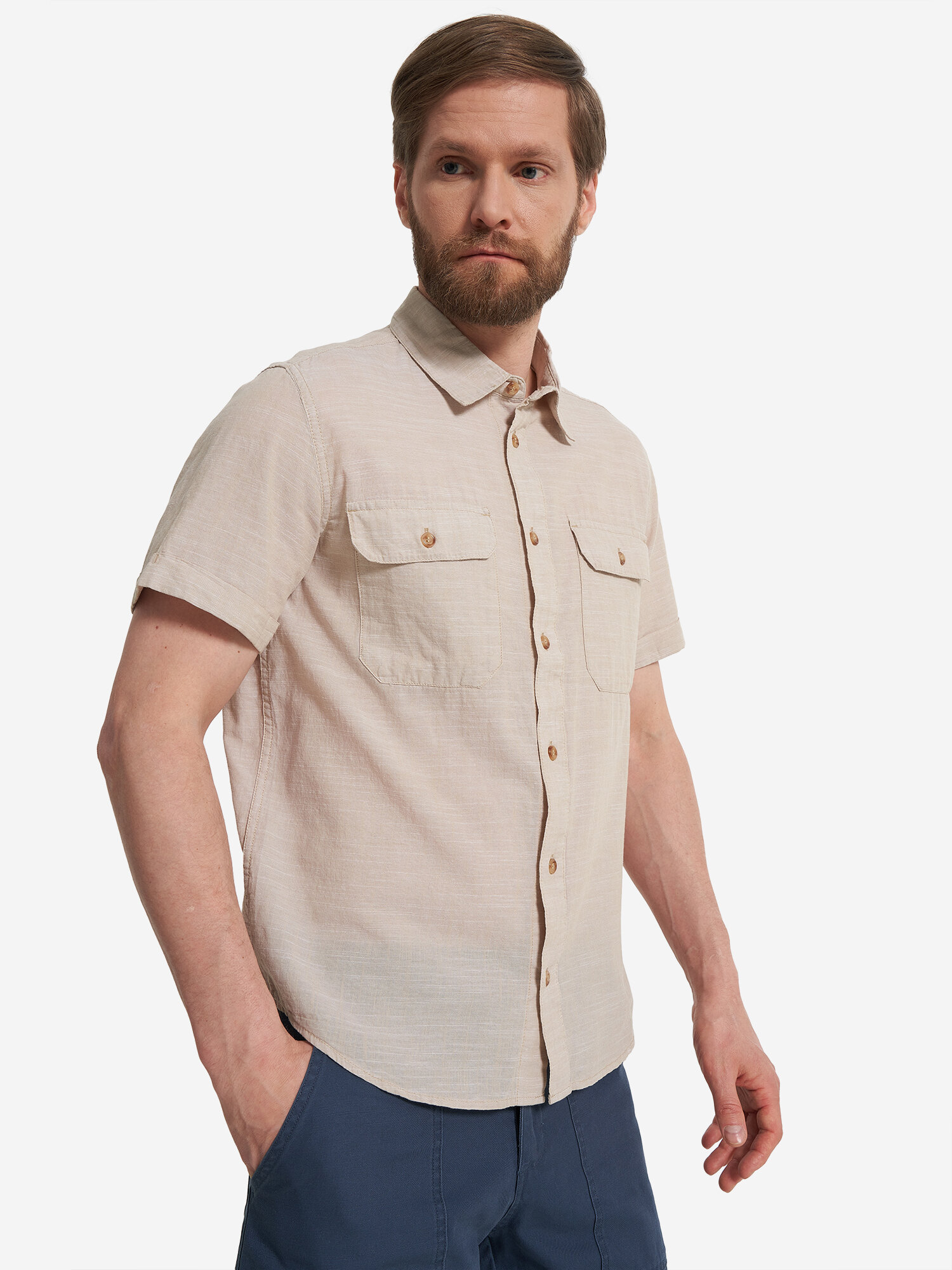 Рубашка OUTVENTURE Travel Men’s SS Shirt, размер 58, бежевый